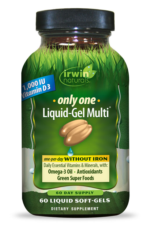 Irwin Naturals solo un múltiple de gel líquido sin hierro