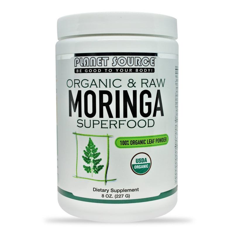 Fuente del planeta Moringa Hoja en polvo orgánico y crudo Superfood