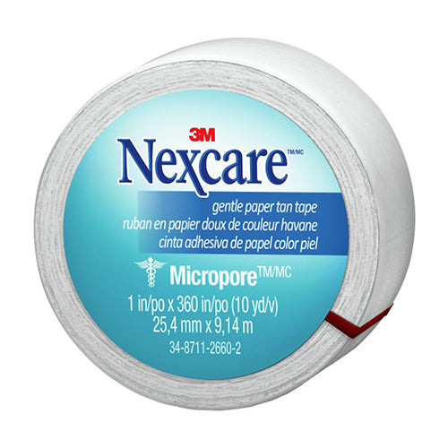 Cinta de papel suave de nexcare micropore, transpirable, 1 pulgada x 10 yardas