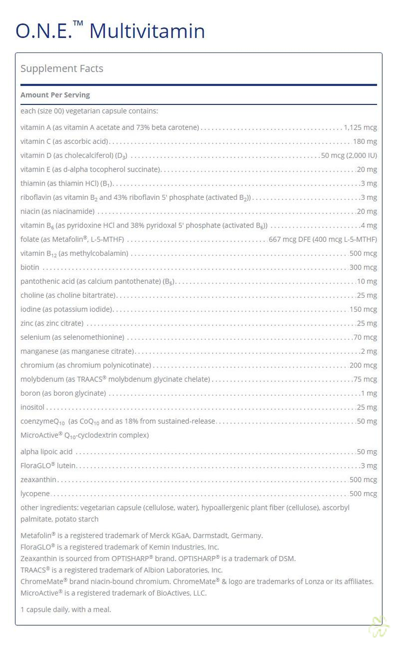 Pure Encapsulations O.N.E. Multivitamin Capsules