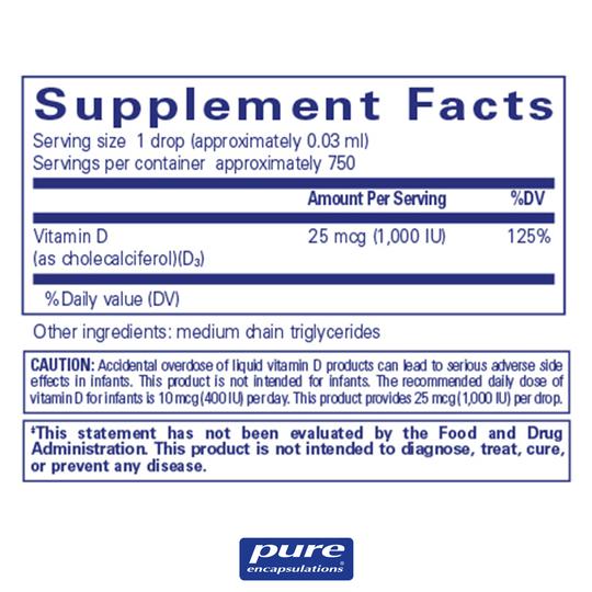 Pure Encapsulations Vitamin D3 Liquid 22.5 ml