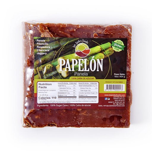 Los Andes Foods Papelon Panela 100% Caña de Azucar 16 oz