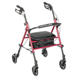 Drive Medical Adjustable Height Rollator Rolling Walker with 6" Wheels, Red