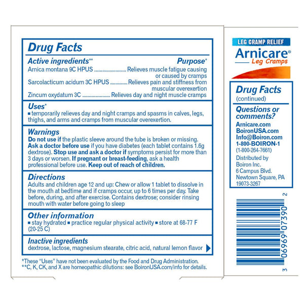 Boiron Arnicare Leg Cramps, Homeopathic Medicine for Leg Cramp Relief, Day & Night Cramps, Cramps & Stiffness from Muscular Overexertion, 33 Tablets