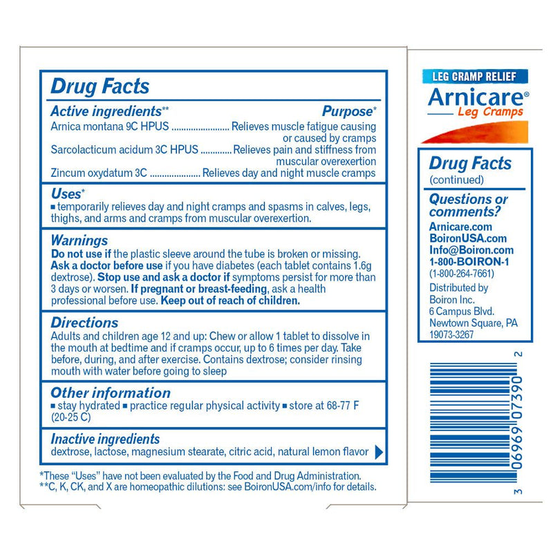 Boiron Arnicare Leg Cramps, Homeopathic Medicine for Leg Cramp Relief, Day & Night Cramps, Cramps & Stiffness from Muscular Overexertion, 33 Tablets