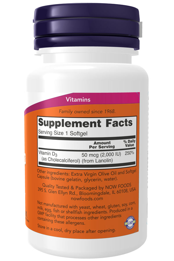 Now Vitamin D-3 2000 IU 120 Softgels