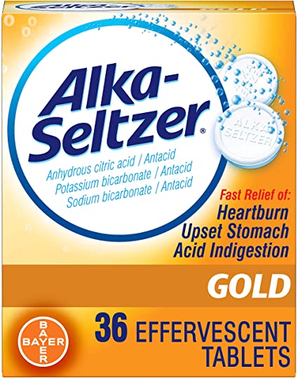 Alka-Seltzer Gold Tabletas efervescentes, alivio de la acidez estomacal, la indigestión ácida y el malestar estomacal, 36 cuentas