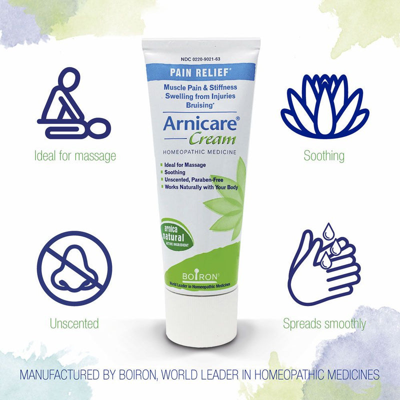 Boiron Arnicare,, Homeopathic Medicine for Pain Relief, Muscle Pain & Stiffness, Swelling from Injuries, Bruising, 2.5 oz Cream