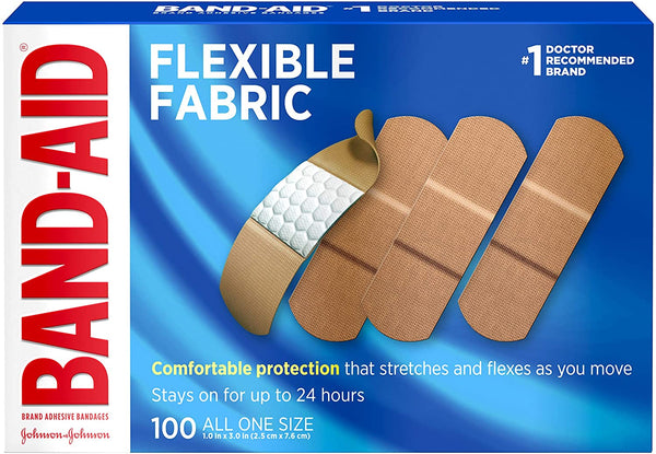 Band-Aid Adhesvie Bandages Flexible Fabric ALL ONE SIZE