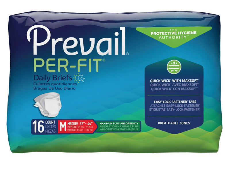 Prevail Per-Fit Briefs, Medium 32"-44" Maximum Plus Absorbency, 16 ct