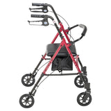 Drive Medical Adjustable Height Rollator Rolling Walker with 6" Wheels, Red