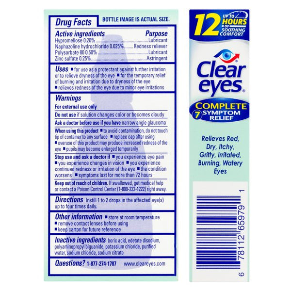 Clear Eyes Complete 7 Symptom Relief Eye Drops - 0.5 fl oz