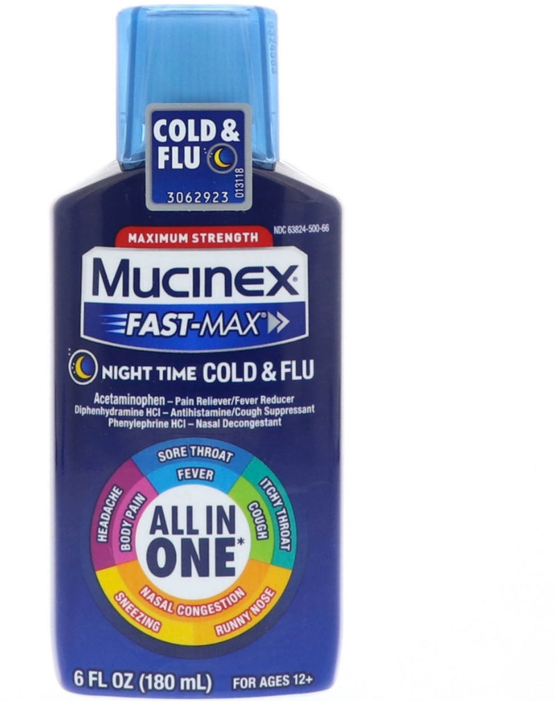 Mucinex Fast-Max Max Strength Night Cold & Flu Líquido 6 oz