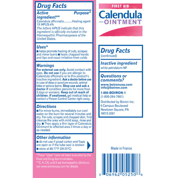 Boiron Calendula, Homeopathic Medicine for First Aid, Cuts, Scrapes, Minor Burns, Chapped Skin, 1 oz Ointment