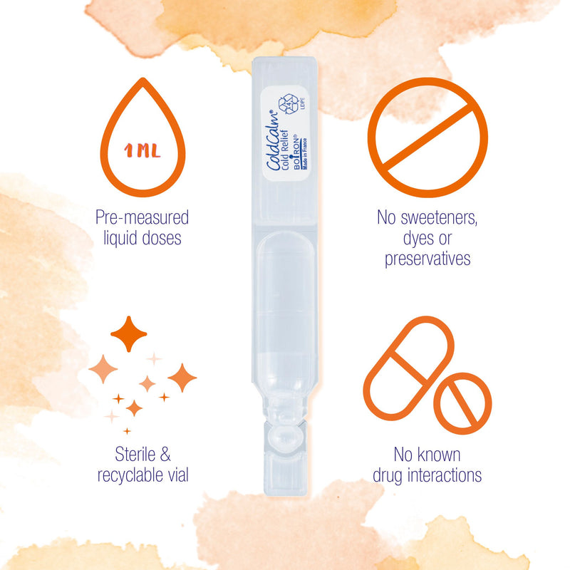 Boiron ColdCalm Baby, Homeopathic Medicine for Cold Relief, Sneezing, Runny Nose, Nasal Congestion, 30 Single Liquid Doses