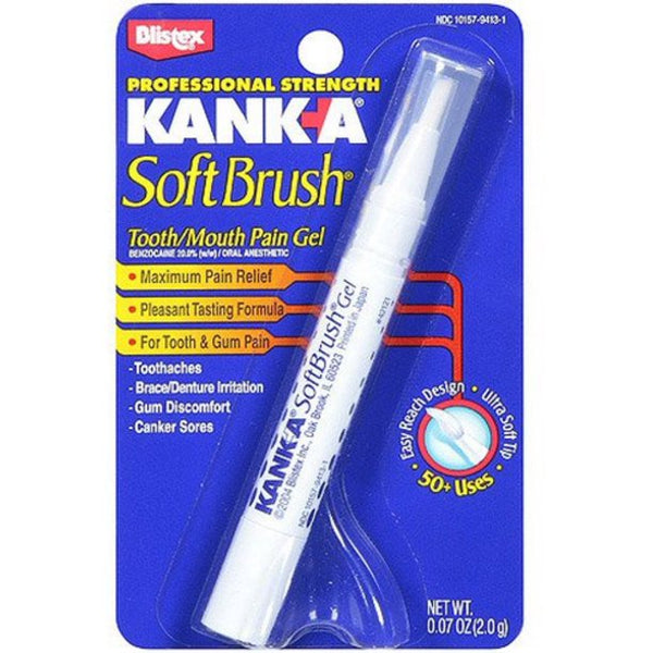 Blistex kanka gel de dolor de diente/boca de cepillo suave, fuerza profesional, 0.07 oz