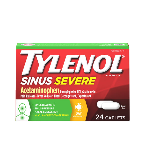 Tylenol seno severo cápsulas de alivio no drogados severos, 24 ct