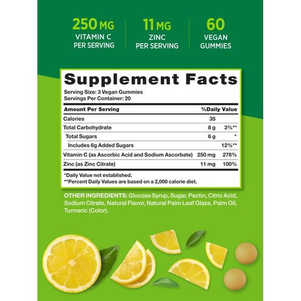 Nature's Truth Vitamin C + Manuka Honey Zinc Honey Lemon 60 Gummies