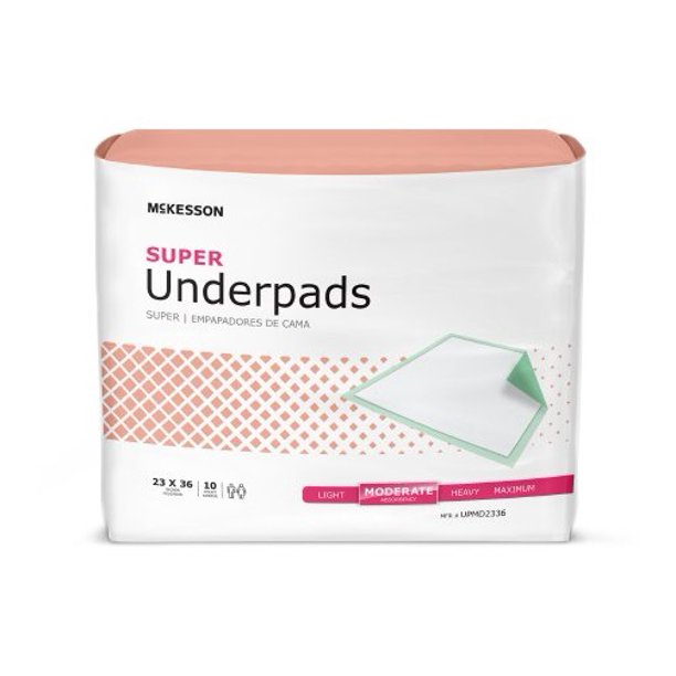 McKesson Super Underpad 23" x 36" Moderate Absorbency 10 Pack