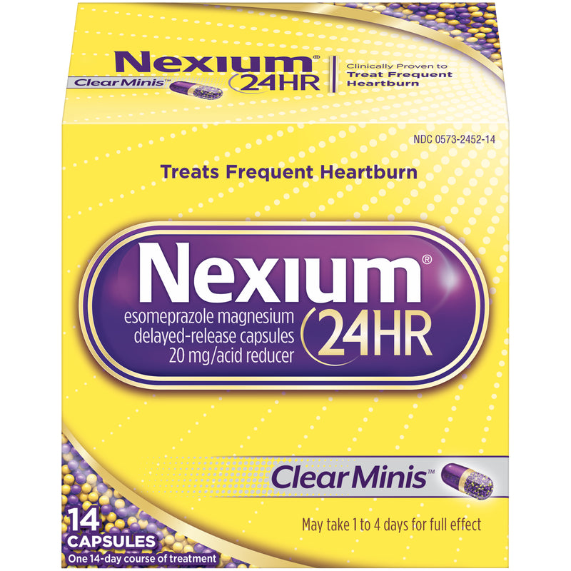Nexium 24 horas claras mini de liberación retrasada cápsulas de alivio de acidez estomacal, 20mg esomeprazol