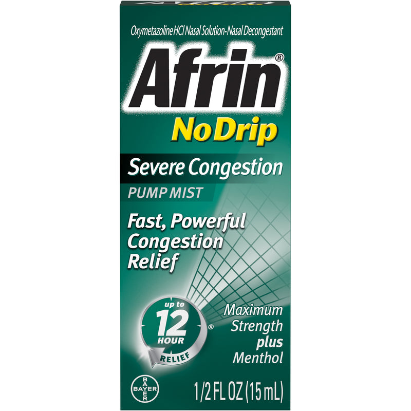 Afrin No Drip Severe 12 Hour Nasal Decongestant Pump Mist - 15 mL