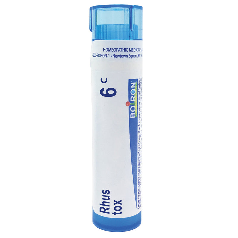 Boiron Rhus Tox 6c alivia el dolor articular mejorado por movimiento, 80 gránulos