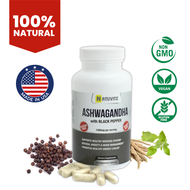 Natuvitz Ashwagandha 1300mg Vegetarian Capsules