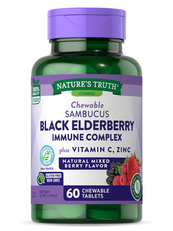 Nature's Truth Elderberry + Vitamin C Zinc Natural Berry 50 Chewable Tablets
