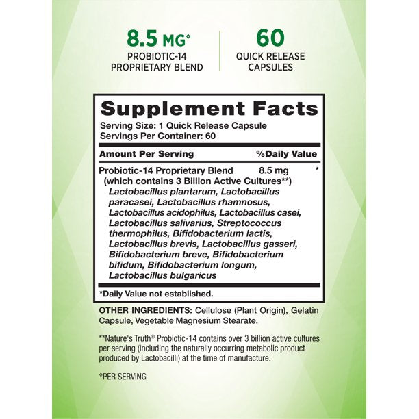 Nature's Truth Advance Probiotic-10 Acidophilus 60 Capsules