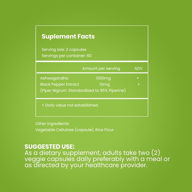Natuvitz Ashwagandha 1300mg Vegetarian Capsules