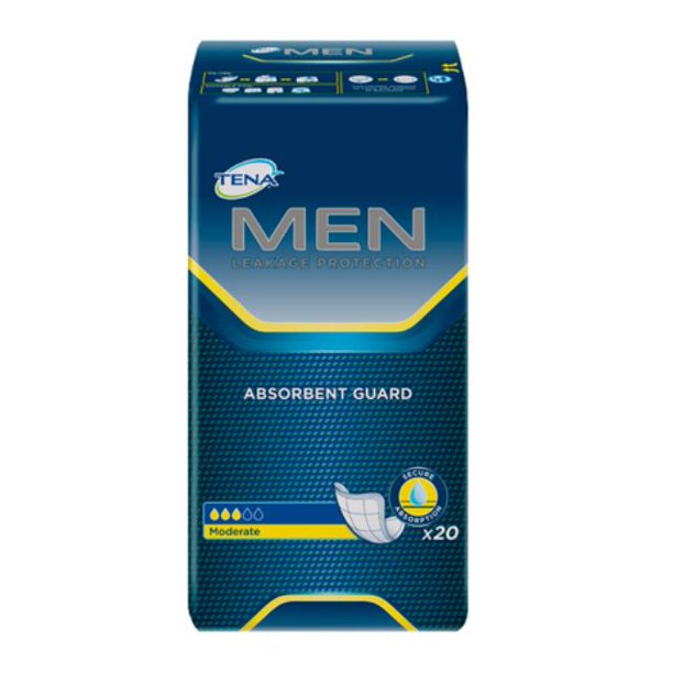 Tena Men Moderate Absorbency Bladder Control Pad White, 20 Ct