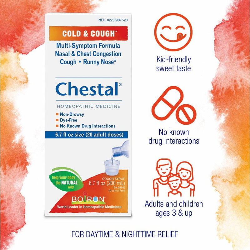 Boiron Chestal Cold & Cough, Homeopathic Medicine for Multi-Symptom Formula for Nasal & Chest Congestion, Cough, Runny Nose, 6.7 fl oz