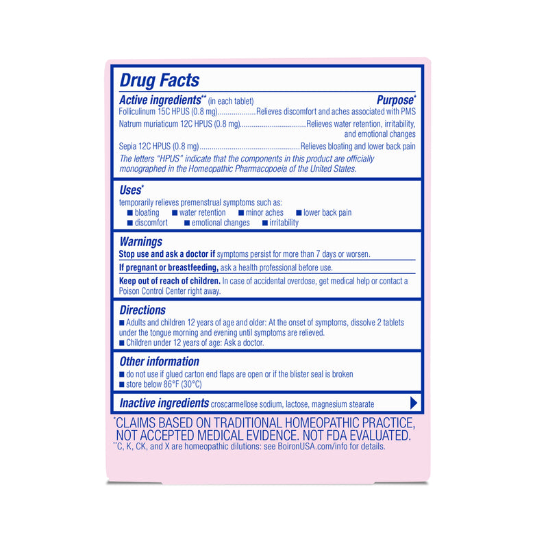 Boiron Cyclase PMS, Medicina Homeopática para alivio de PMS, incomodidad, dolores, hinchazón, irritabilidad, 60 tabletas