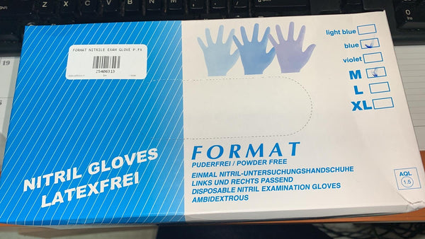 Formato de guantes de examen de nitrilo