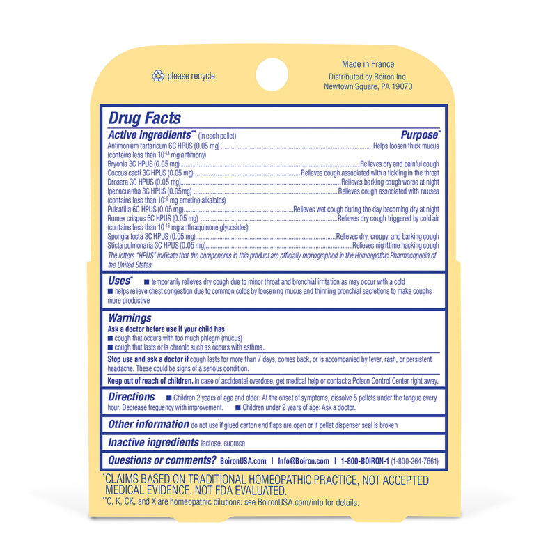 Boiron Chestal Kids, Medicina homeopática para alivio de tos y mucos, congestión en el pecho, tos seca, fitful, 2 x 80 gránulos