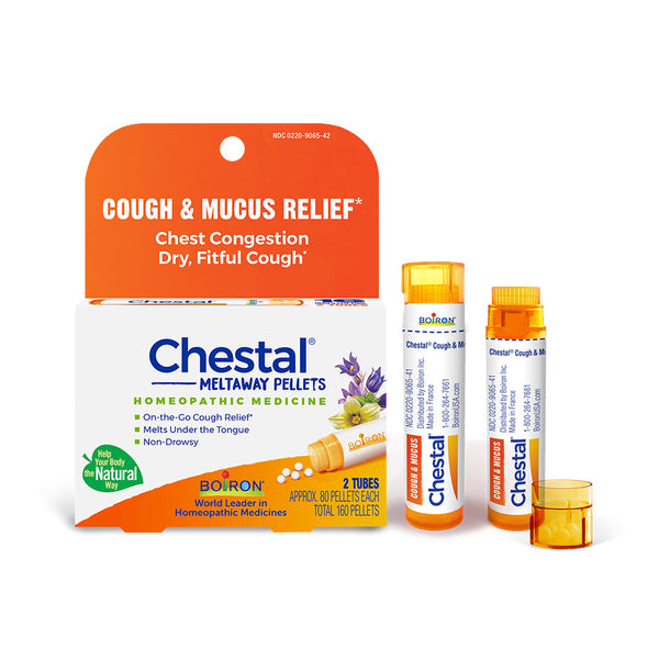 Boiron Chestal, Homeopathic Medicine for Cough & Mucus Relief, Chest Congestion, Dry, Fitful Cough, 2 x 80 Pellets