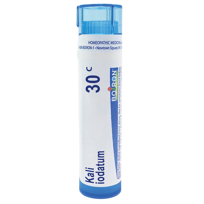 Boiron Kali Iodatum 30c alivia el dolor de seno frontal con secreción nasal, peor por la noche, 80 gránulos