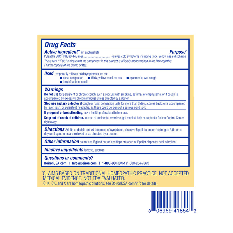 Boiron Pulsatilla 30C Bonus Pack, Homeopathic Medicine for Cold & Mucus Relief, Nasal Congestion, Thick Mucus, Cough, 3 x 80 Pellets
