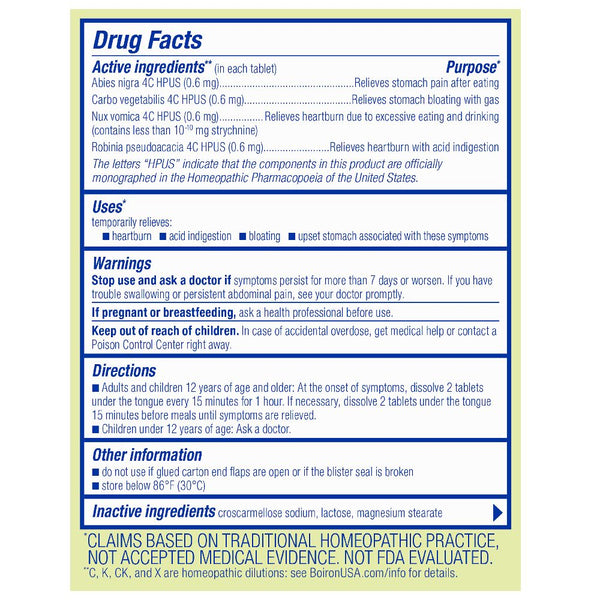 Boiron Acidil, Homeopathic Medicine for Heartburn Relief, Acid Indigestion, Upset Stomach, 60 Tablets