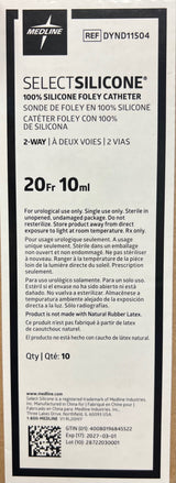 Medline - Dynd11504 - Silicona -Elastómero de 2 vías Catéter Foley 20 FR 10 CC