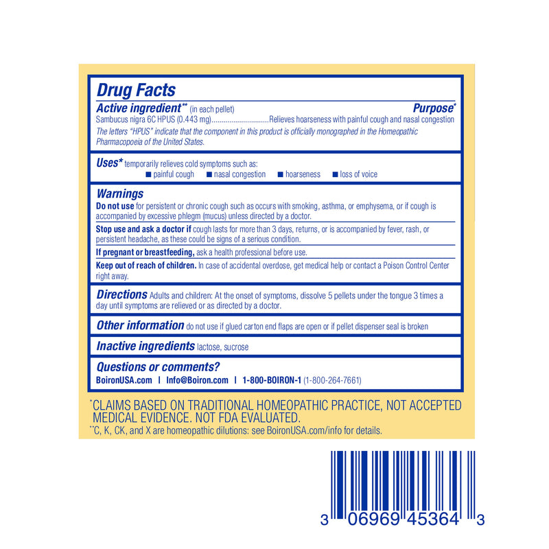 Boiron Sambucus Nigra 6C Bonus Pack, Medicina homeopática para alivio de tos y frío, tos dolorosa, ronquera, congestión nasal, 3 x 80 gránulos