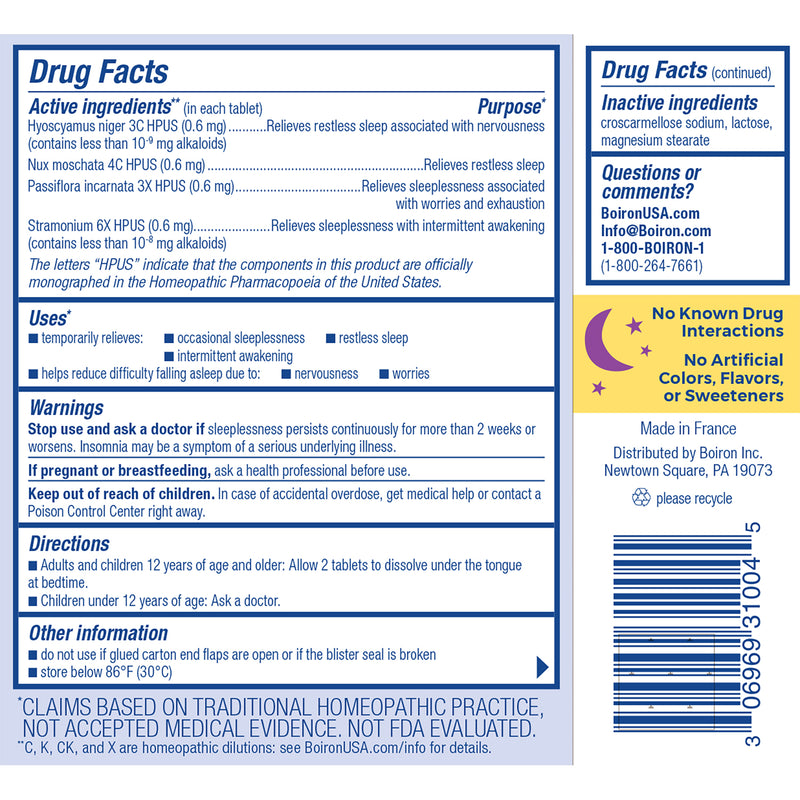 Boiron SleepCalm, Homeopathic Medicine for Sleep Relief, Fall Asleep, Stay Asleep, Calms Restless Sleep, 60 Tablets