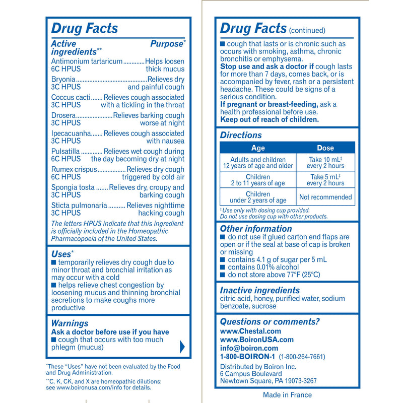 Boiron Chestal Honey, Homeopathic Medicine for Cough & Chest Congestion, Multi-Symptom Formula for Dry & Productive Cough, 6.7 fl oz