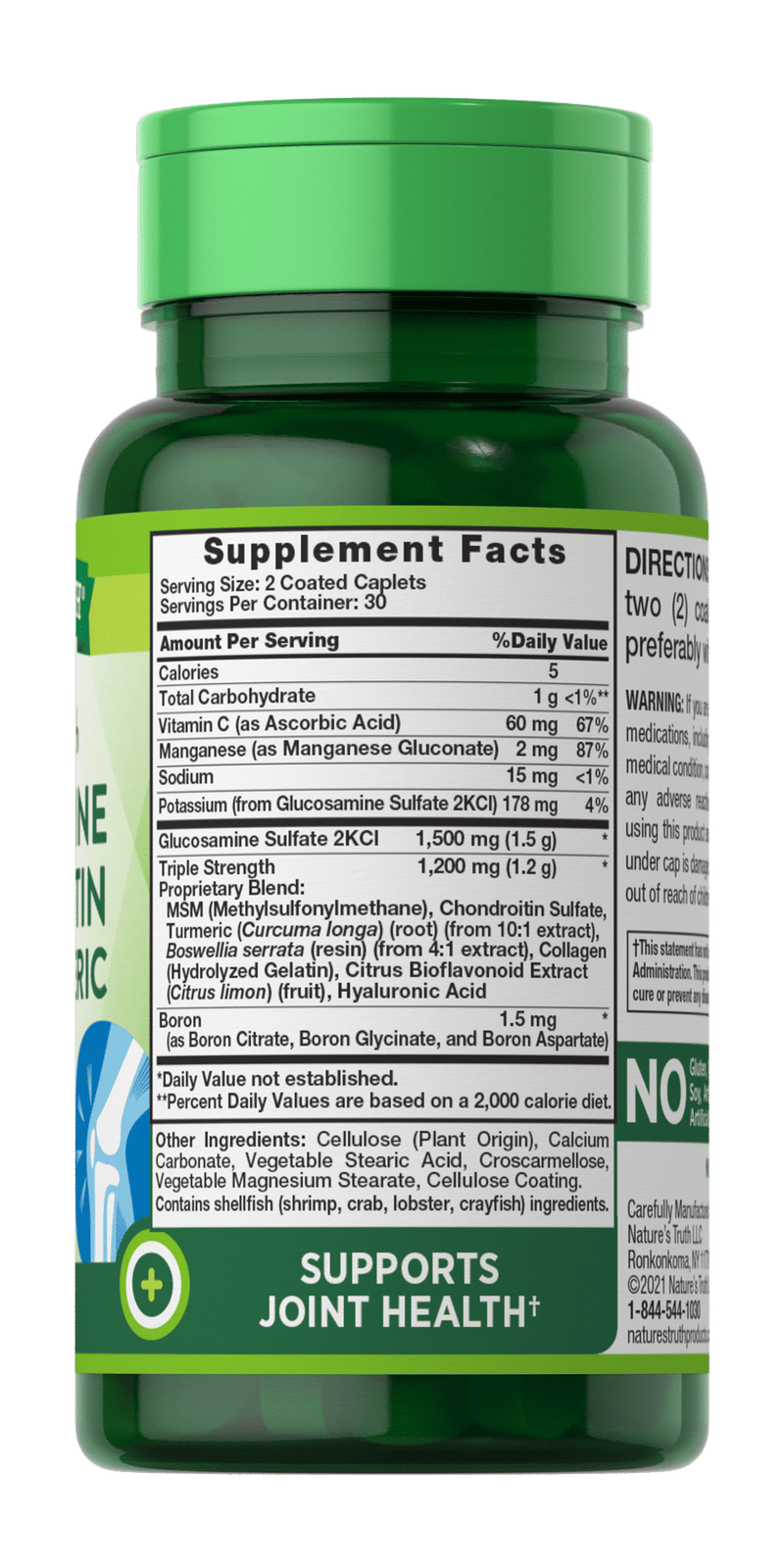 Nature's Truth Glucosamine Chondroitin MSM Turmeric Complex 60 Caplets