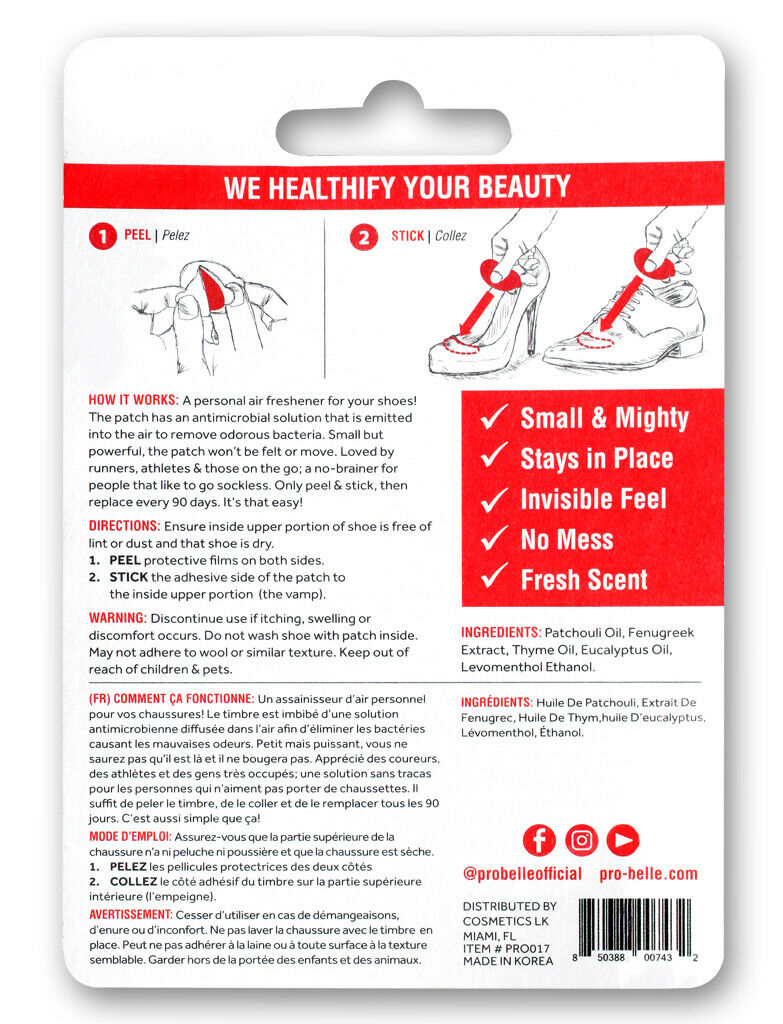 Probelle Shoe Deodorant Patch S/M 1Pair