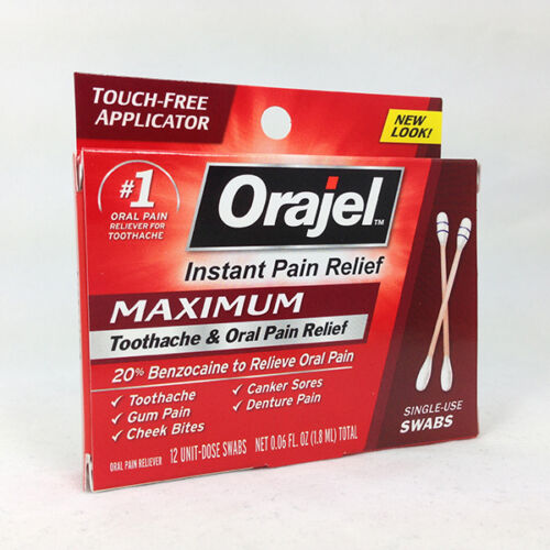 Alivio de dolor instantáneo de Orajel para el dolor de muelas, fuerza máxima. Hisopos