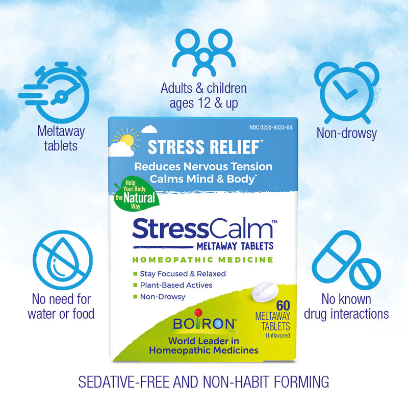 Boiron StressCalm, Homeopathic Medicine for Stress Relief, Reduces Nervous Tension, Calms Mind & Body, 60 Tablets