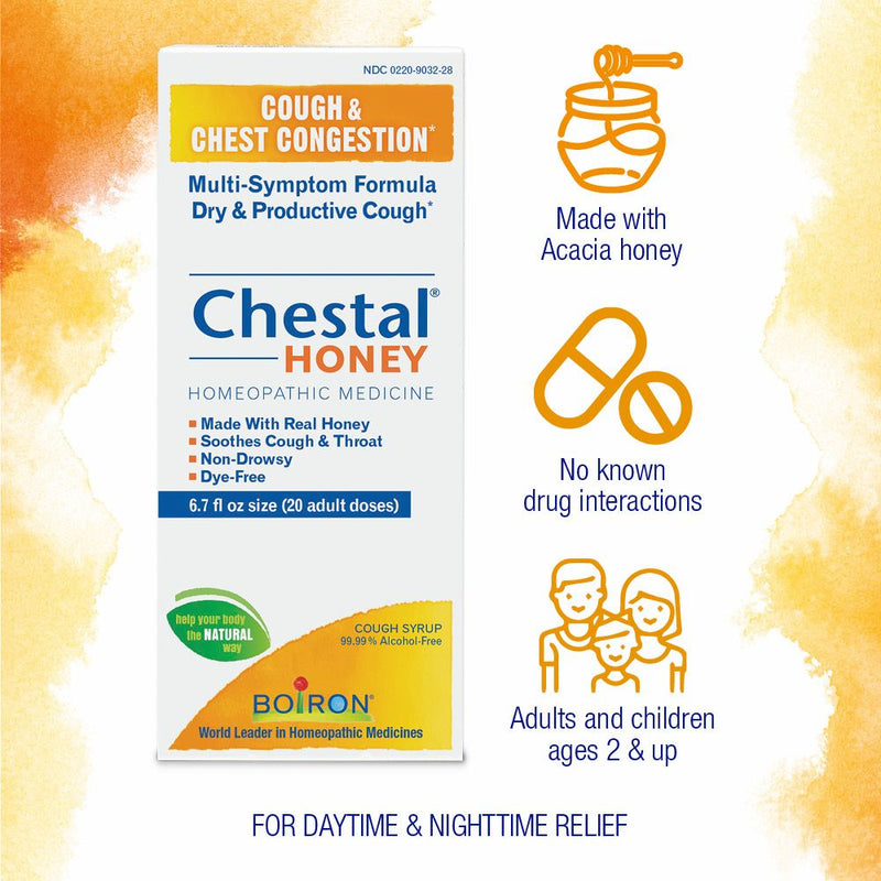 Boiron Chestal Honey, Homeopathic Medicine for Cough & Chest Congestion, Multi-Symptom Formula for Dry & Productive Cough, 6.7 fl oz
