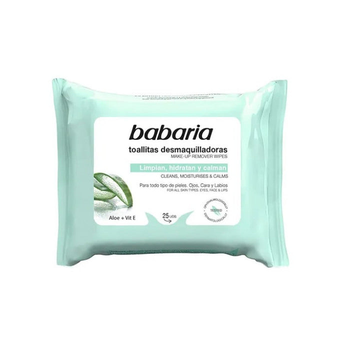 Babaria aloe vera limpieza facial toallitas 25 unidades