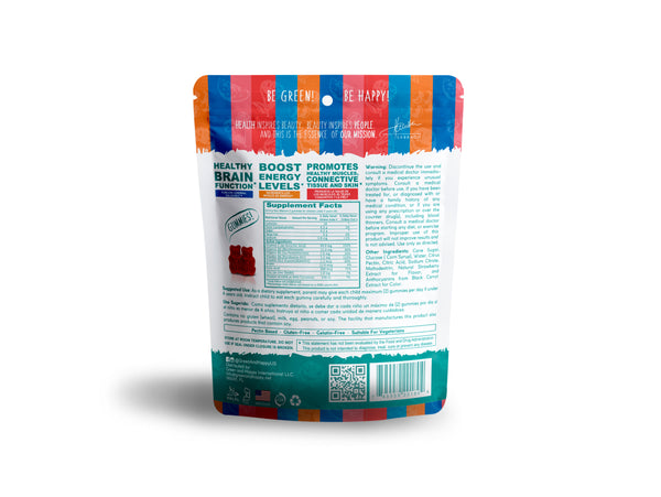 Gomitas de niños multivitamínicos verdes y felices